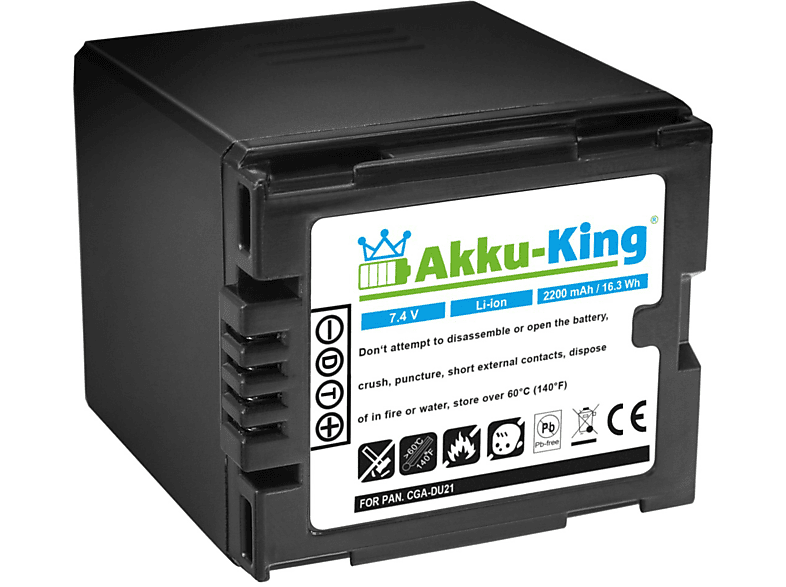 AKKU-KING Akku kompatibel mit Panasonic CGA-DU21 Li-Ion Kamera-Akku, 7.4 Volt, 2200mAh