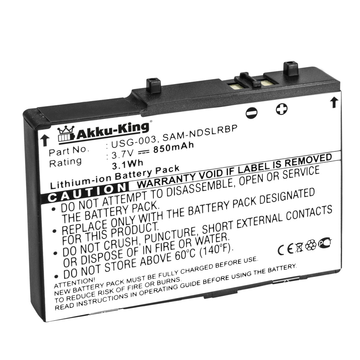 3.7 Volt, 850mAh USG-003 mit Nintendo Akku AKKU-KING Li-Ion kompatibel Geräte-Akku,