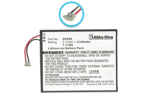 AKKU-KING Akku kompatibel mit Sony SP86R Li-Ion Geräte-Akku, 3.7 Volt,  2100mAh