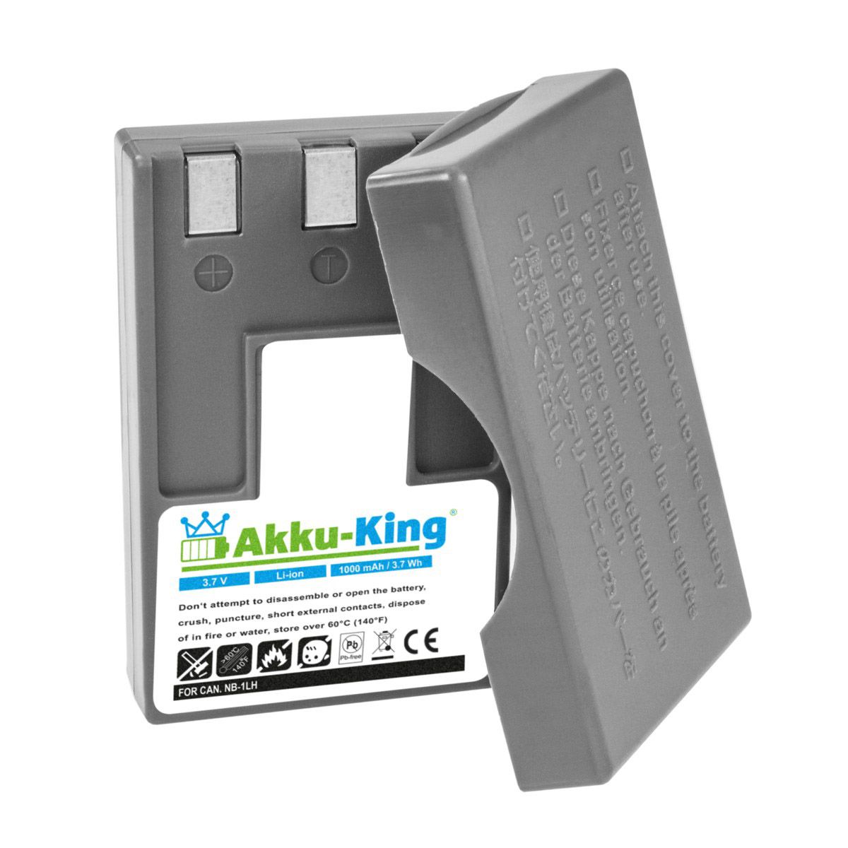 AKKU-KING Akku kompatibel mit 3.7 Li-Ion 1000mAh Kamera-Akku, Canon Volt, NB-1LH