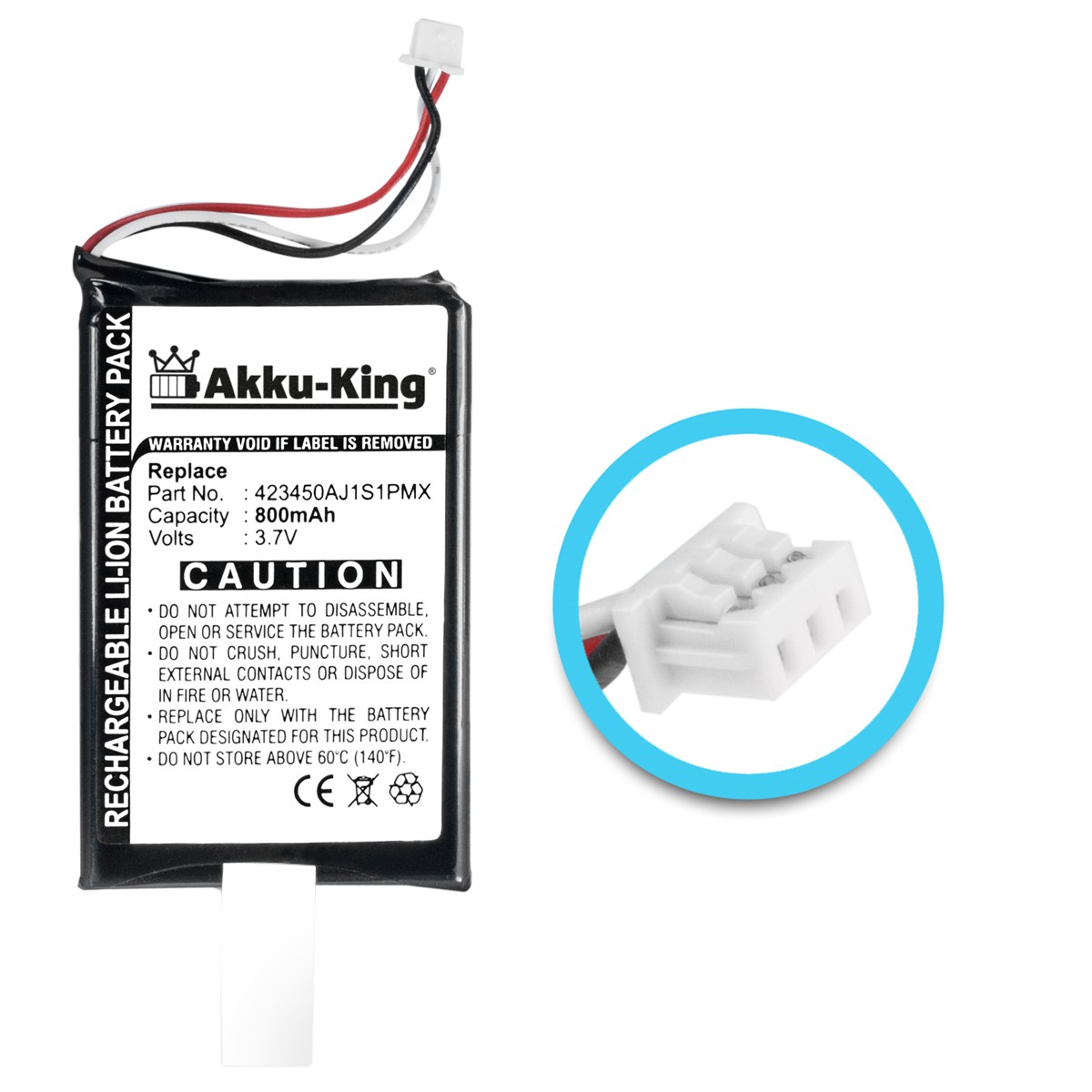 423450AJ1S1PMX Li-Ion Volt, kompatibel 800mAh mit Blaupunkt Geräte-Akku, 3.7 Akku AKKU-KING