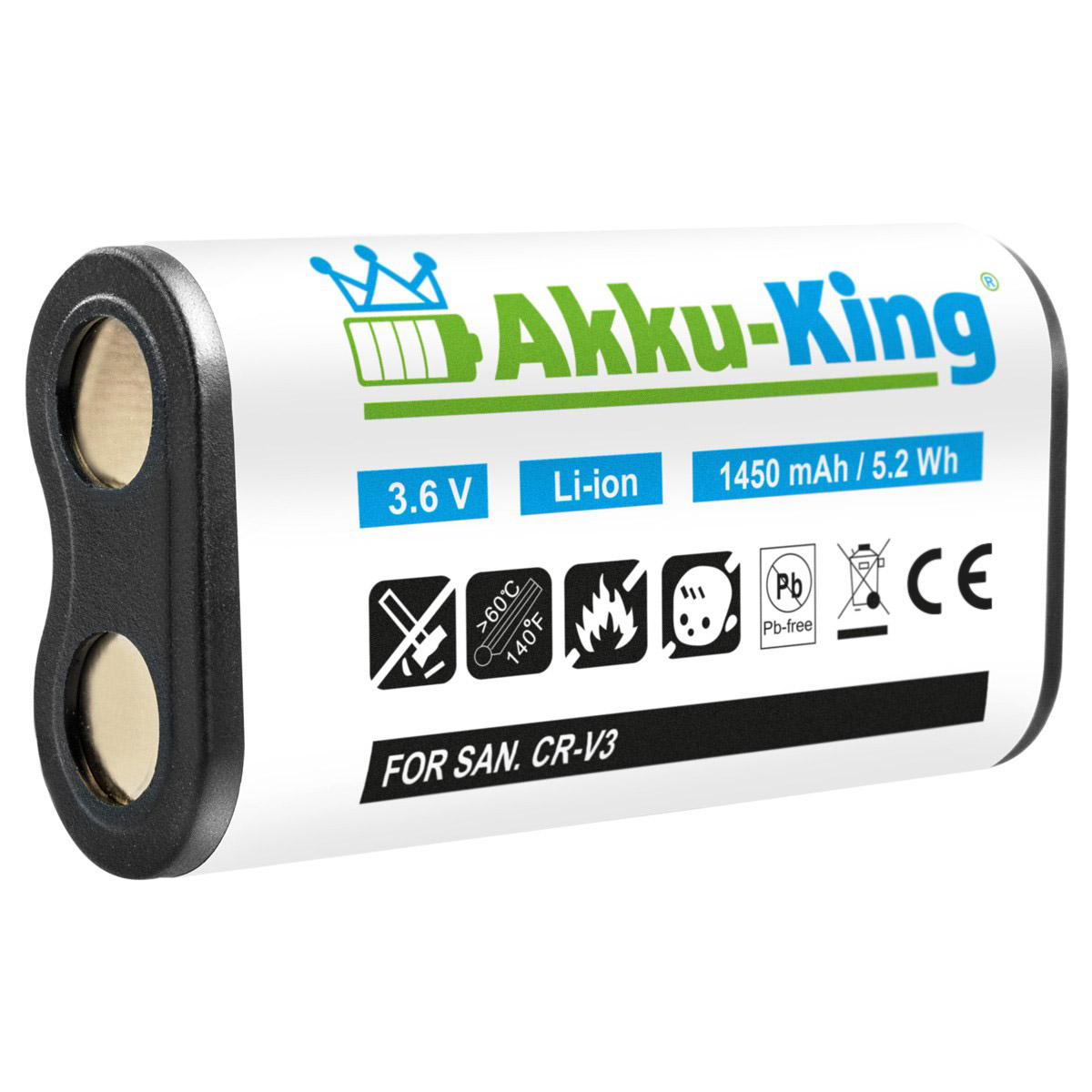 Kamera-Akku, Li-Ion mit CR-V3 3.6 AKKU-KING 1450mAh Volt, Akku Nikon kompatibel