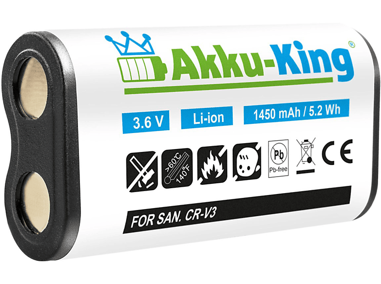 Kamera-Akku, AKKU-KING 1450mAh kompatibel CR-V3 mit 3.6 Volt, Li-Ion Nikon Akku