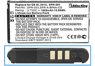 AKKU-KING Akku kompatibel mit Nintendo SPR-A-BPAA-CO Li-Ion Geräte-Akku, 3.7 Volt, 1800mAh