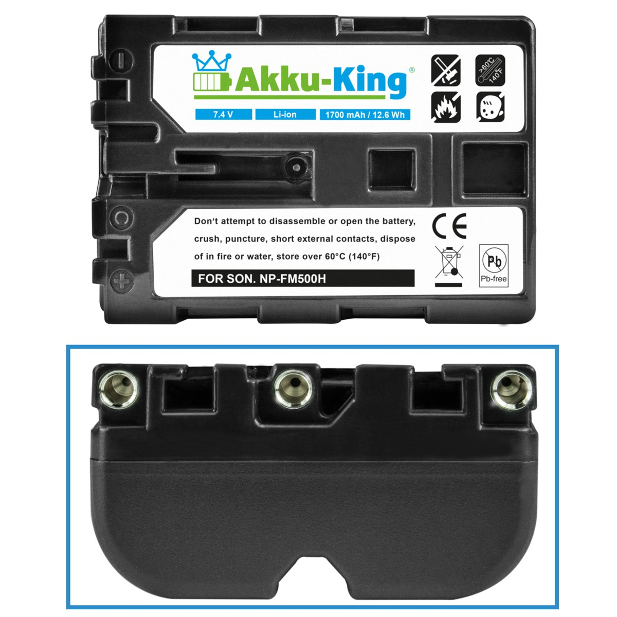 AKKU-KING Akku kompatibel mit Sony Kamera-Akku, 7.4 NP-FM500H 1700mAh Volt, Li-Ion