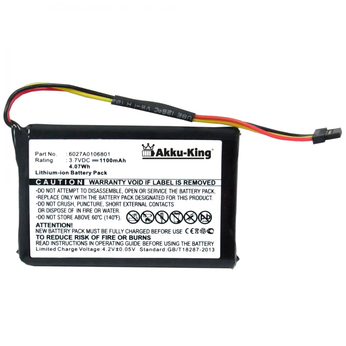 mit Akku Li-Ion AKKU-KING 6027A0106801 1100mAh kompatibel Geräte-Akku, 3.7 TomTom Volt,