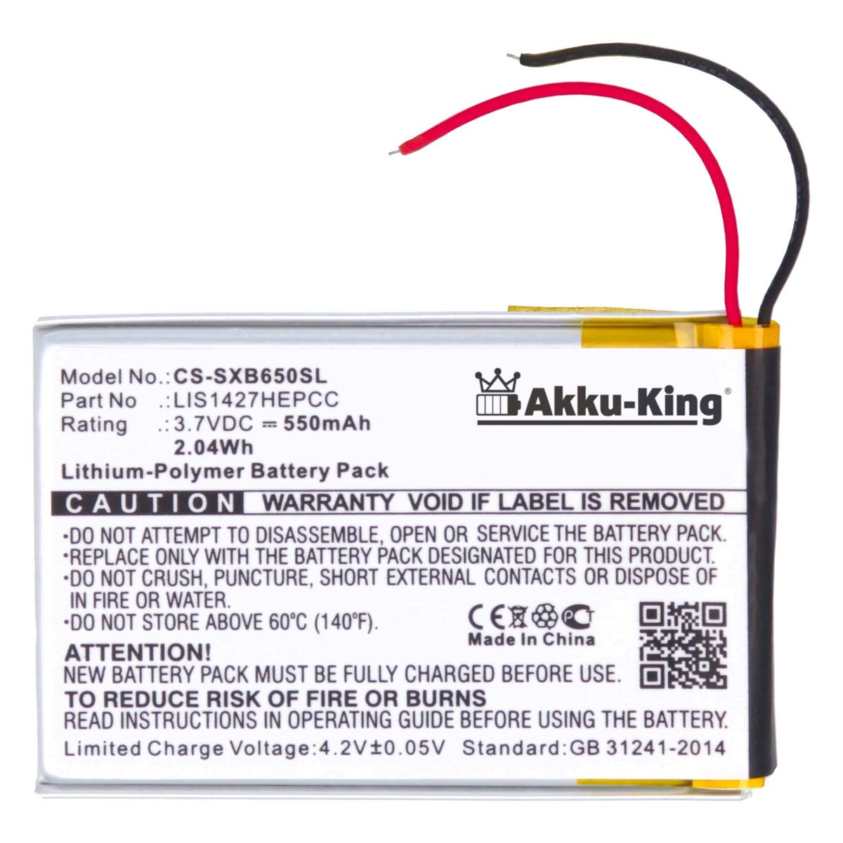 AKKU-KING Akku Sony 550mAh Volt, kompatibel Li-Polymer mit 1-756-920-31 Geräte-Akku, 3.7
