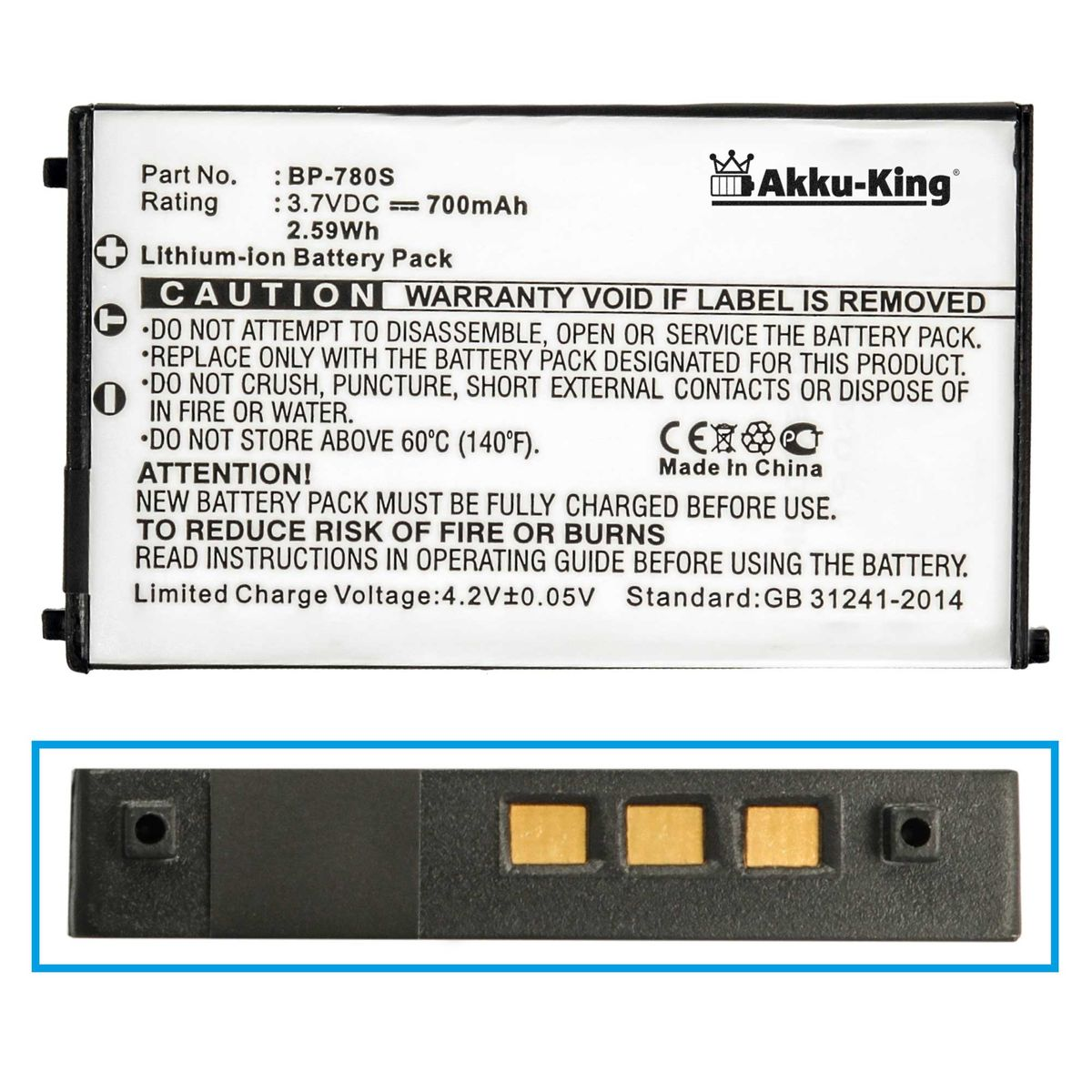AKKU-KING Akku kompatibel mit Kyocera Li-Ion Kamera-Akku, Volt, BP-780S 3.7 700mAh