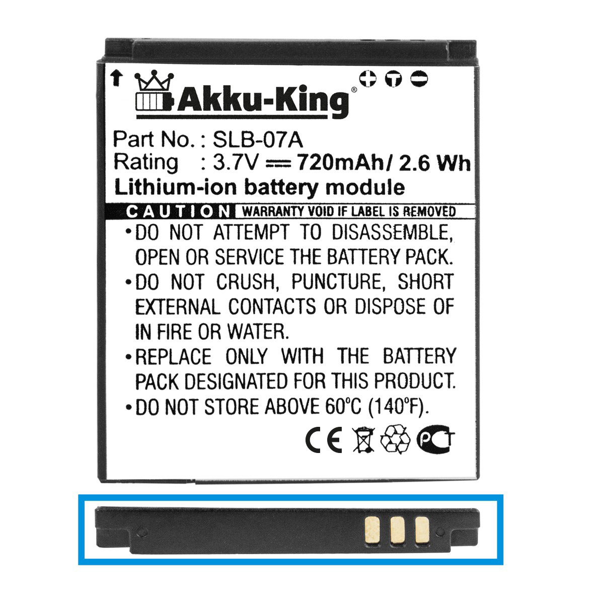 AKKU-KING Akku kompatibel Kamera-Akku, Li-Ion Samsung Volt, mit 3.7 720mAh SLB-07A