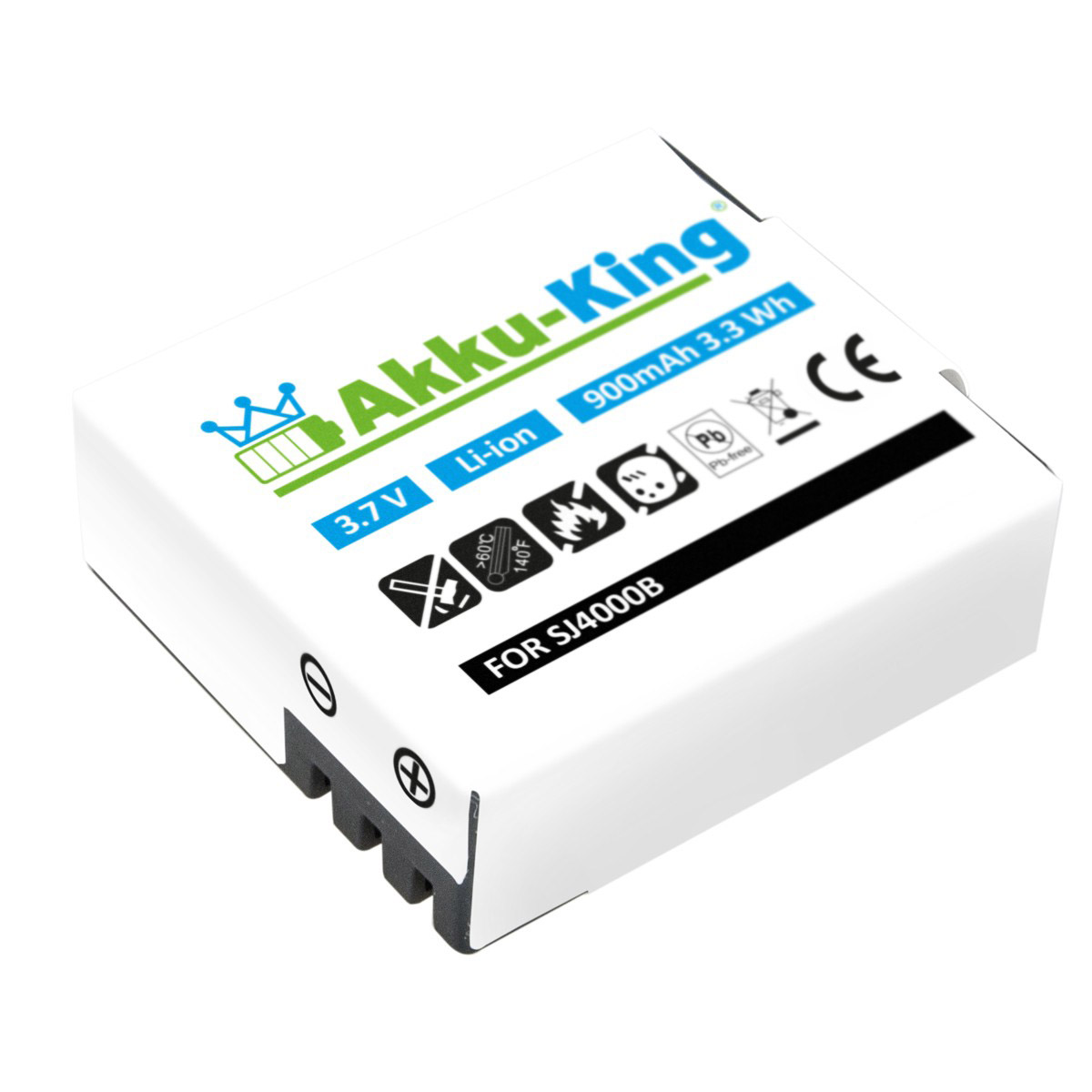 AKKU-KING Akku kompatibel mit SJCAM SJ4000 Volt, 900mAh Kamera-Akku, 3.7 Li-Ion