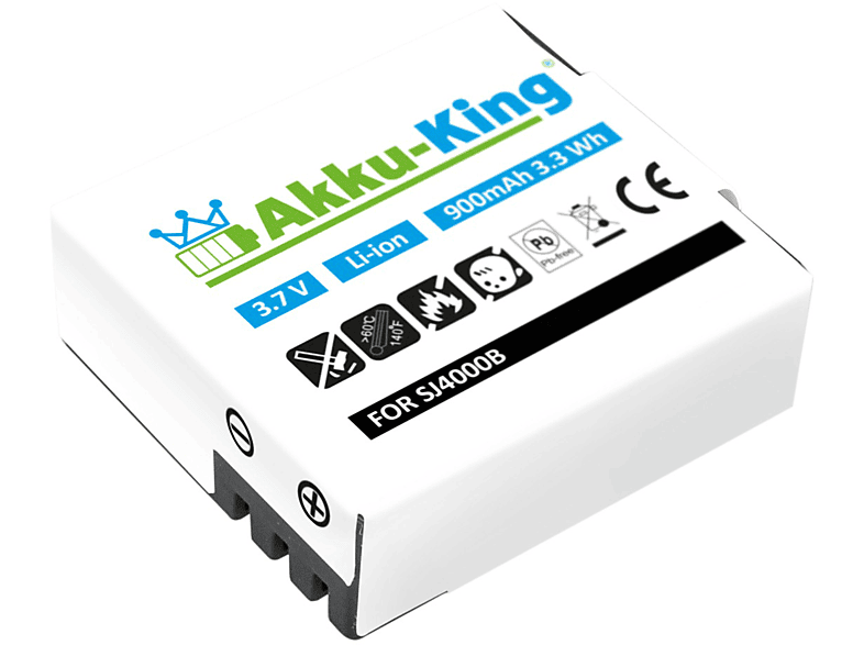 AKKU-KING Akku kompatibel mit SJCAM SJ4000 Volt, 900mAh Kamera-Akku, 3.7 Li-Ion