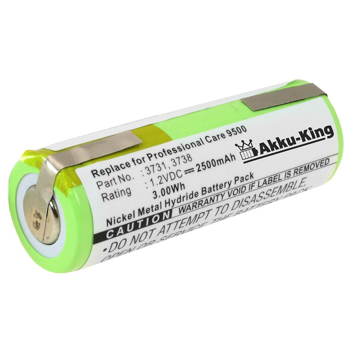 AKKU-KING Akku kompatibel mit Oral-B Ni-MH Geräte-Akku, 3731 Volt, 2500mAh 1.2