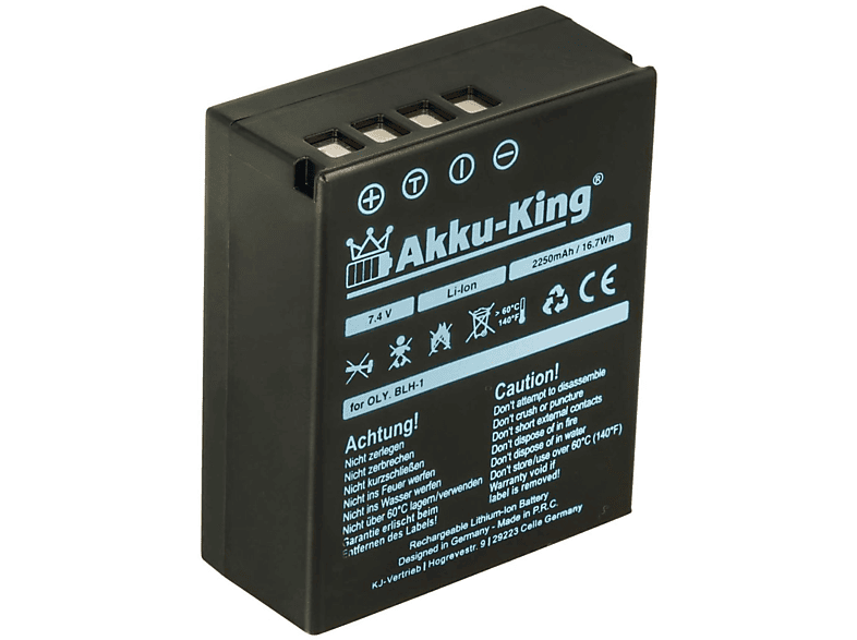 AKKU-KING Akku kompatibel mit Olympus BLH-1 Li-Ion Kamera-Akku, 7.4 Volt, 2250mAh