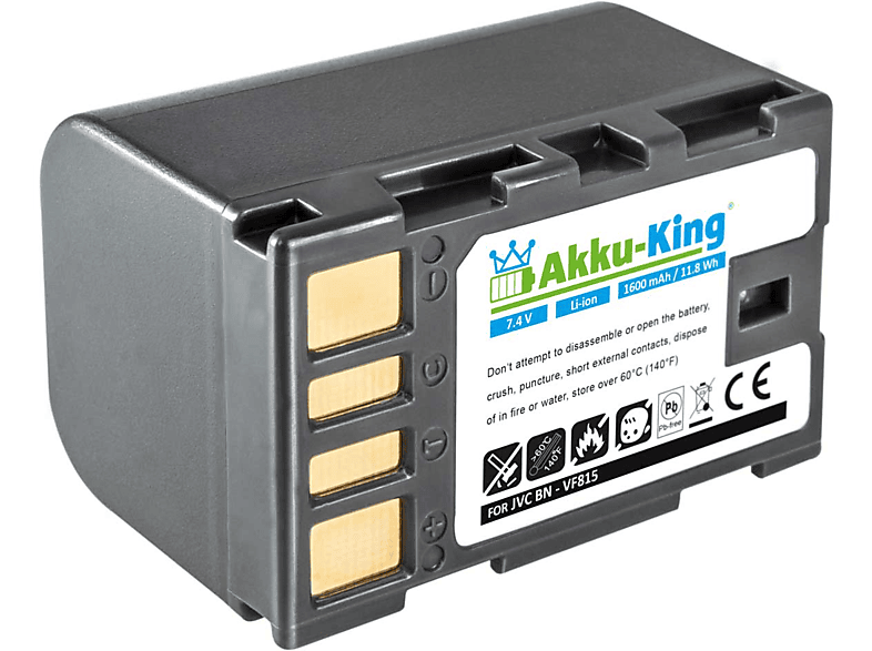 AKKU-KING Akku 1600mAh mit Li-Ion kompatibel Volt, JVC BN-VF815 7.4 Kamera-Akku