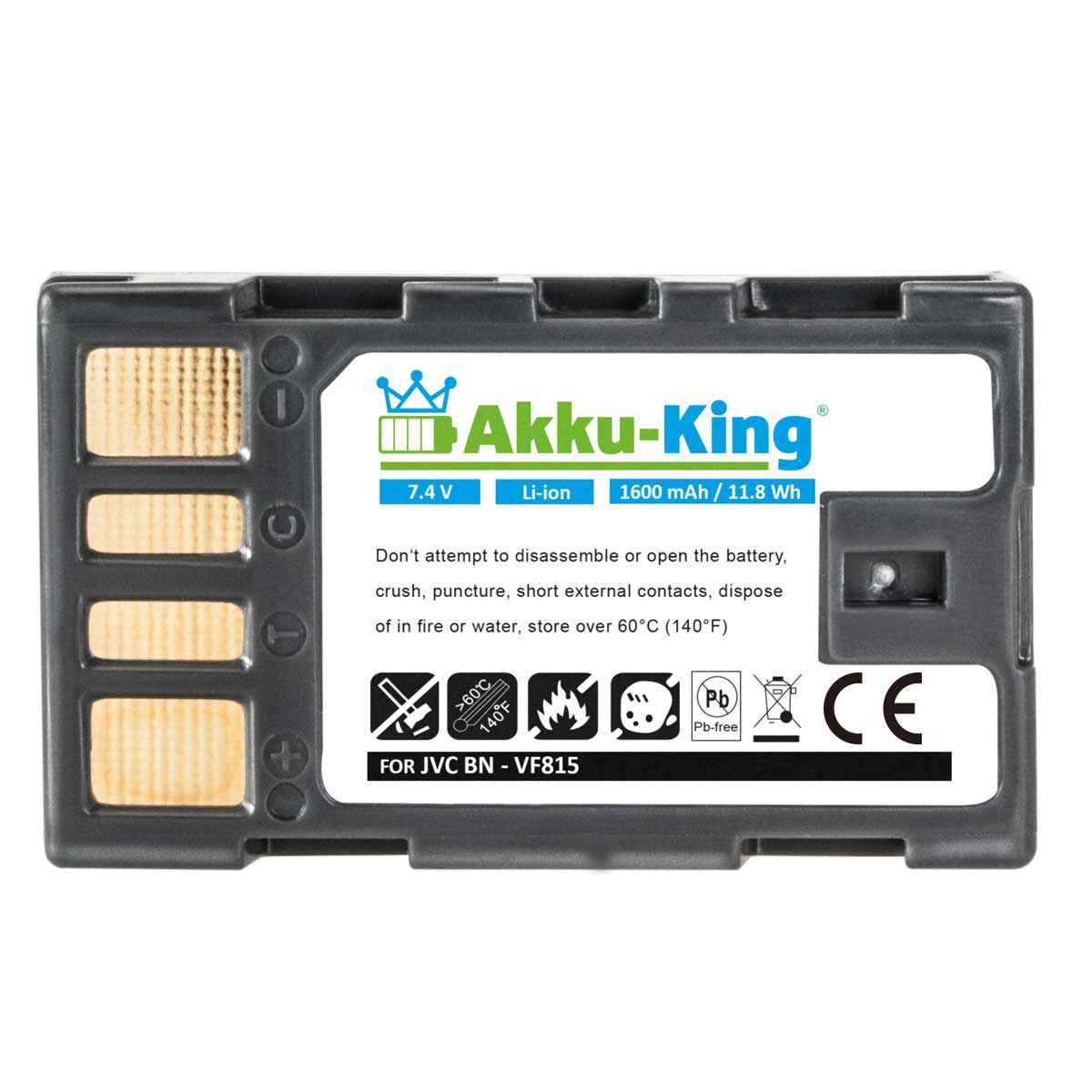 1600mAh 7.4 mit JVC BN-VF815 kompatibel Kamera-Akku, Volt, Li-Ion AKKU-KING Akku