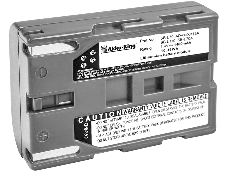 kompatibel 3.7 Akku 1400mAh Samsung mit AKKU-KING Volt, Li-Ion Kamera-Akku, SB-L110