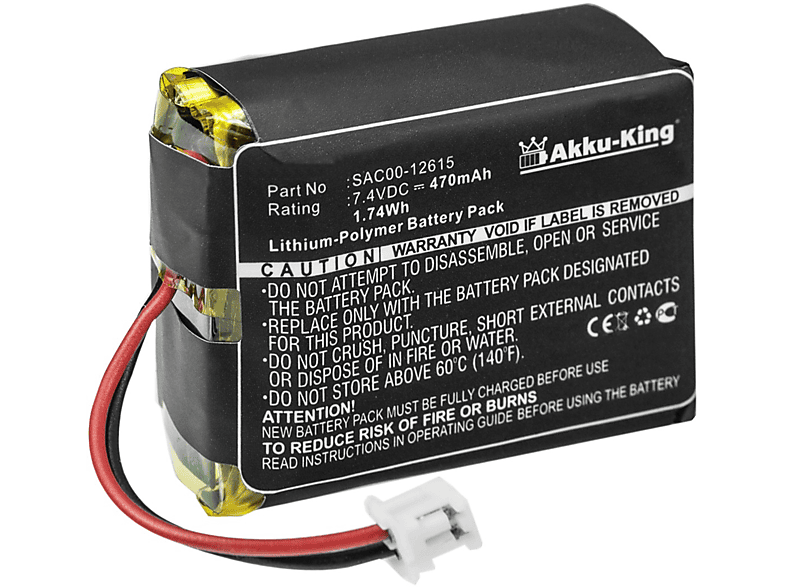 Volt, 7.4 Akku Geräte-Akku, Li-Polymer Sportdog AKKU-KING mit 470mAh SAC00-12615 kompatibel