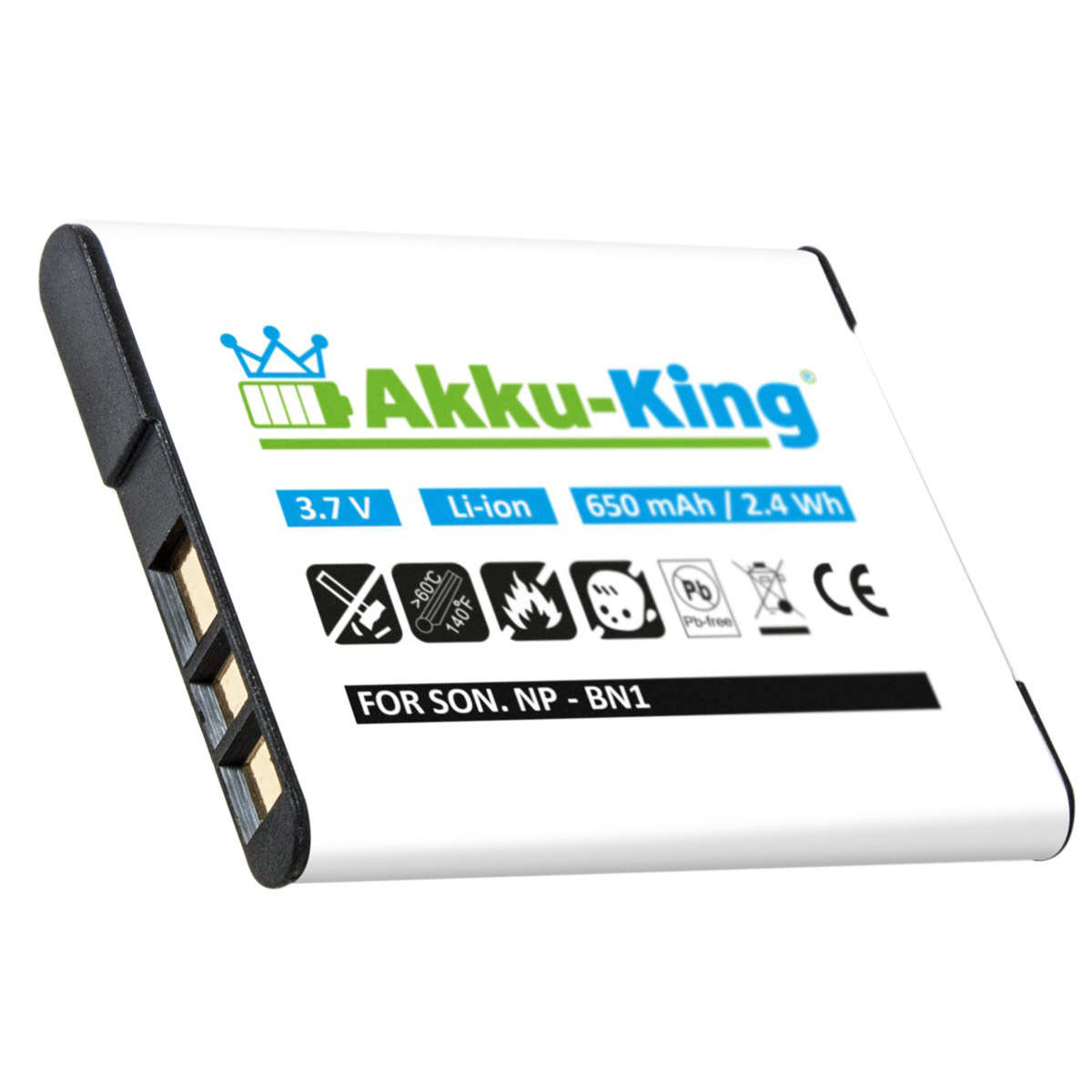 3.7 Akku 650mAh Li-Ion kompatibel Sony Kamera-Akku, AKKU-KING Volt, NP-BN1 mit