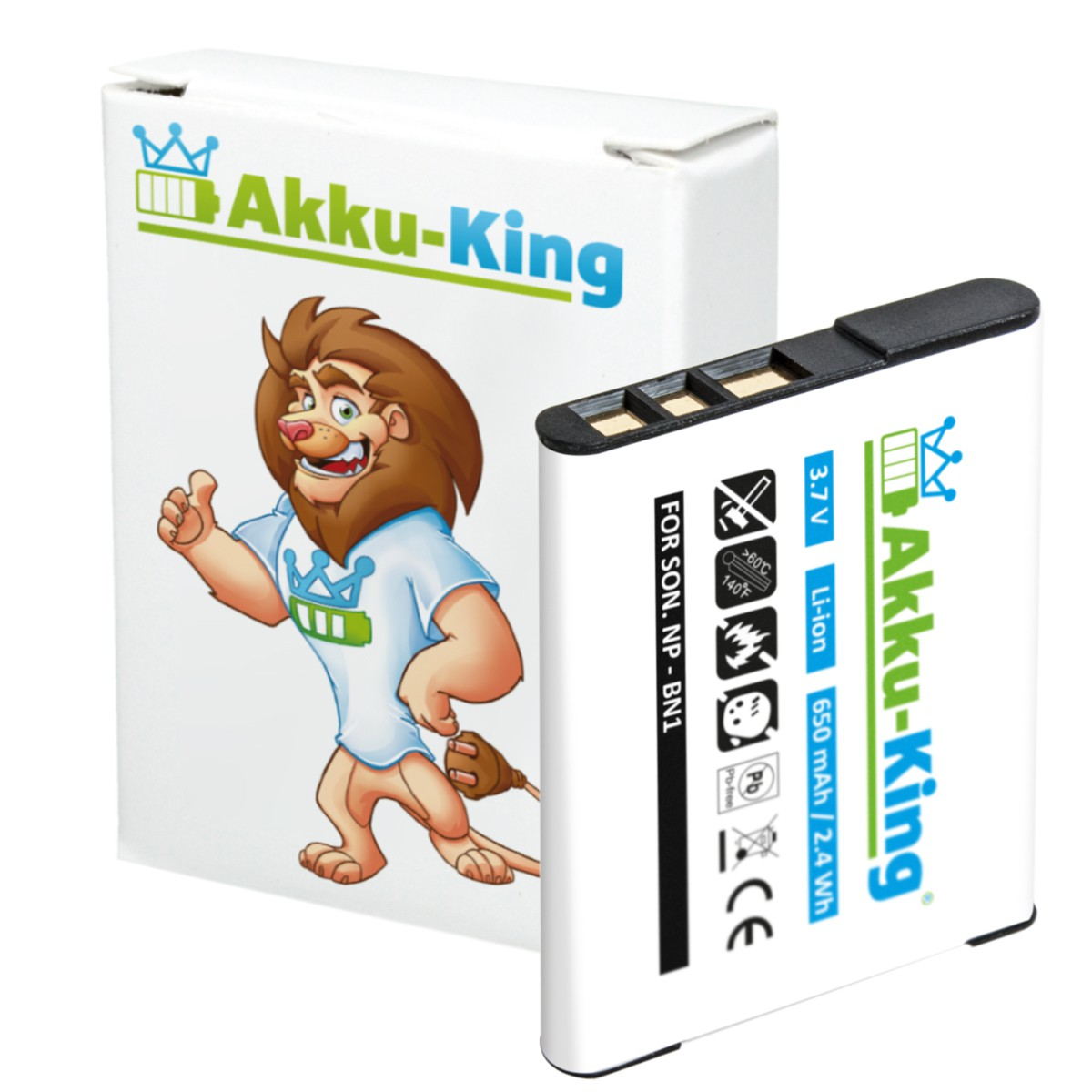 AKKU-KING Akku kompatibel NP-BN1 mit Kamera-Akku, Volt, 650mAh Sony 3.7 Li-Ion