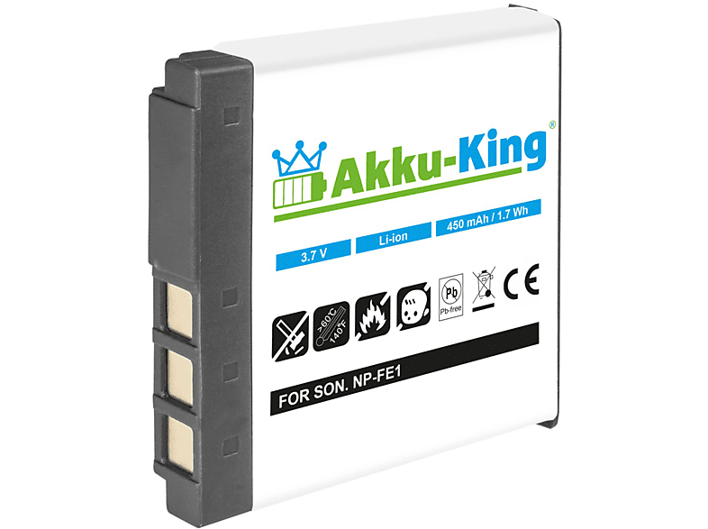 AKKU-KING Akku kompatibel mit Sony NP-FE1 Li-Ion Kamera-Akku, 3.7 Volt, 450mAh