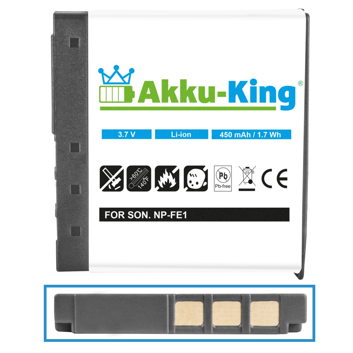 AKKU-KING Akku Kamera-Akku, Li-Ion Sony 3.7 mit NP-FE1 kompatibel Volt, 450mAh