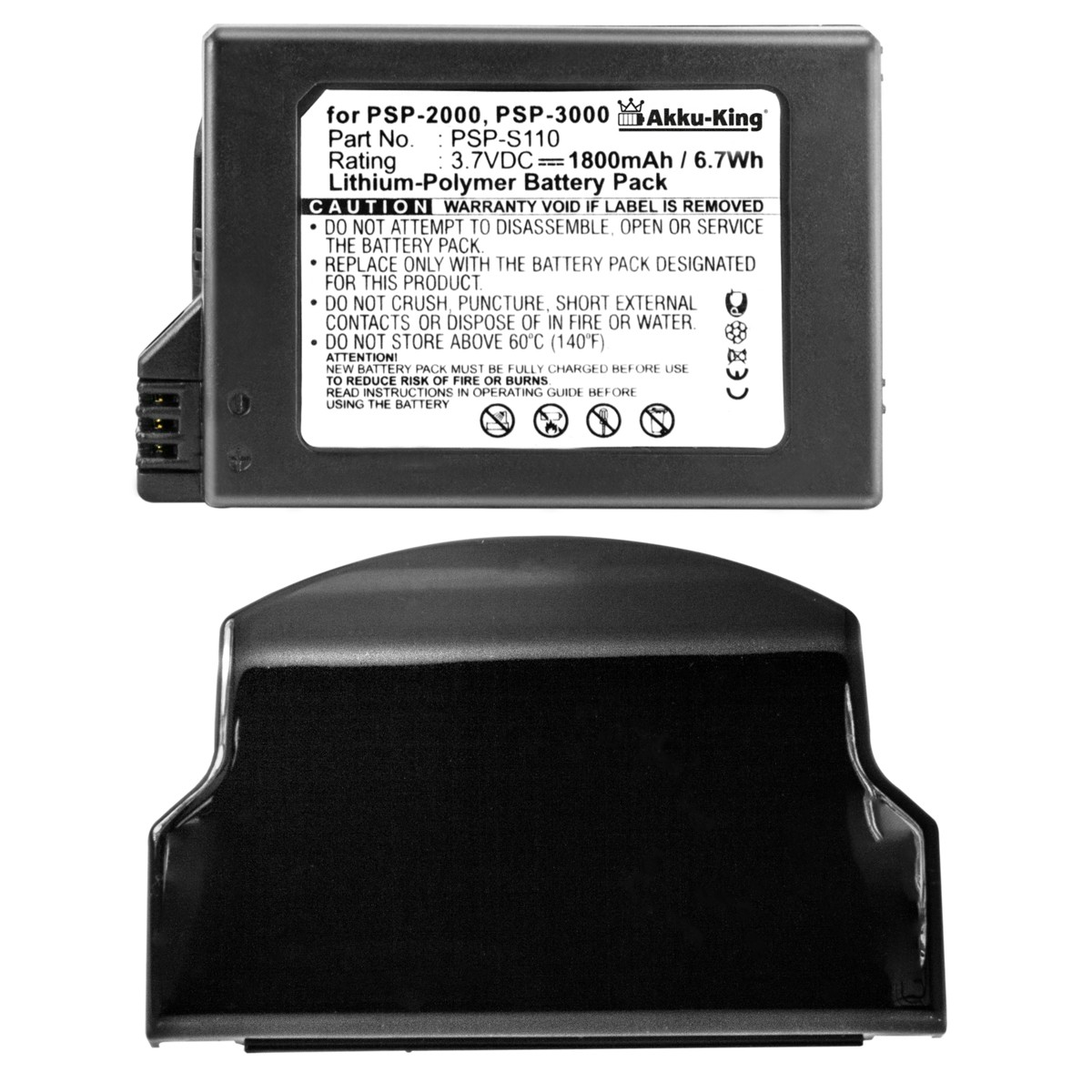 AKKU-KING Akku kompatibel mit PSP-S110 3.7 Geräte-Akku, Sony Volt, Li-Polymer 1800mAh