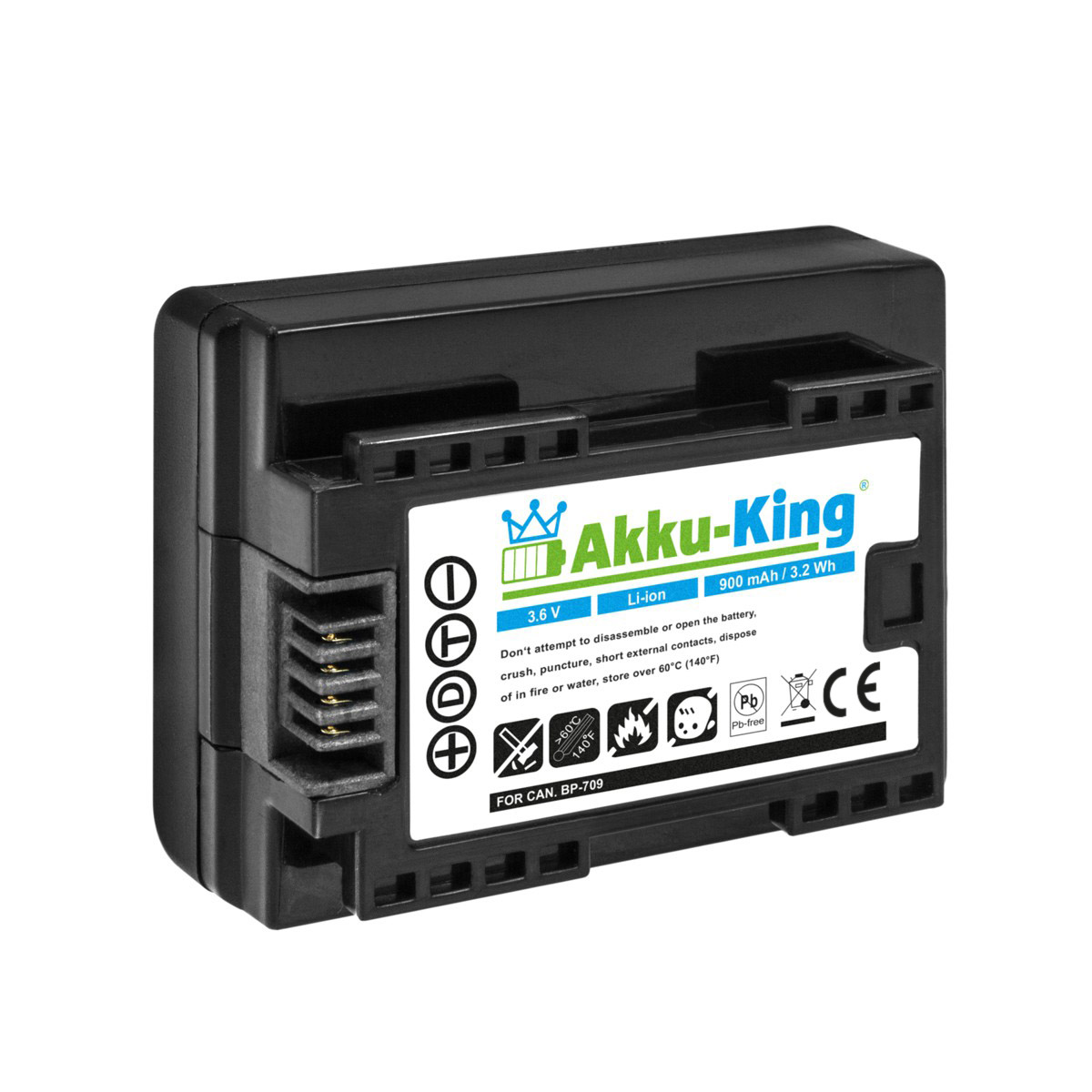 AKKU-KING kompatibel Kamera-Akku, 3.6 Canon Li-Ion Volt, BP-709 Akku 900mAh mit