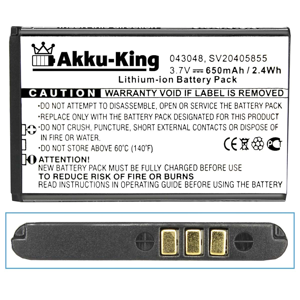 SV20405855 Handy-Akku, kompatibel 3.7 mit Li-Ion Swissvoice Akku Volt, AKKU-KING 650mAh
