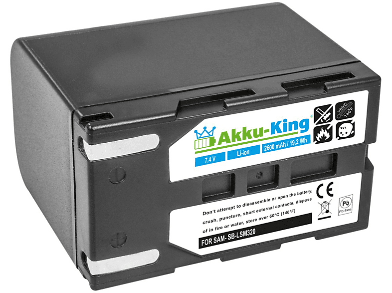7.4 Li-Ion SB-LSM320 Samsung AKKU-KING Volt, 2600mAh Kamera-Akku, Akku mit kompatibel