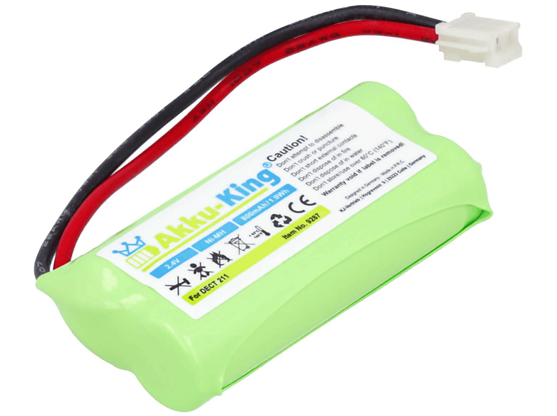 mit 2.4 Volt, Geräte-Akku, Ni-MH kompatibel 800mAh Akku DeTeWe BT-800 AKKU-KING