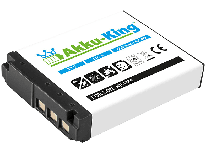 AKKU-KING Akku kompatibel mit 3.7 1220mAh Li-Ion Sony Kamera-Akku, Volt, NP-FR1