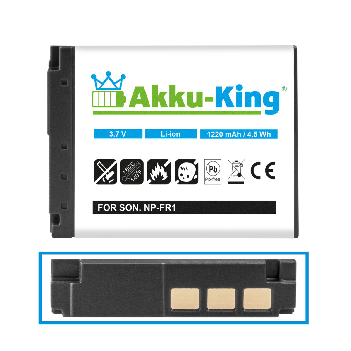 AKKU-KING Akku kompatibel 3.7 mit Li-Ion Volt, NP-FR1 Kamera-Akku, 1220mAh Sony