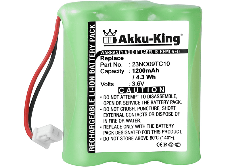 Ni-MH kompatibel Geräte-Akku, Akku 3.6 1200mAh Volt, Telekom AKKU-KING BSC10RC mit