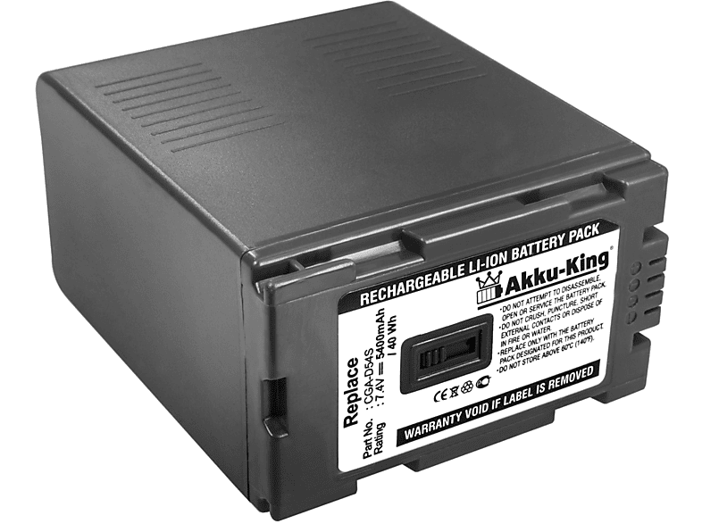 kompatibel Li-Ion 5400mAh Kamera-Akku, Akku Volt, Panasonic 7.4 AKKU-KING mit CGA-D54S