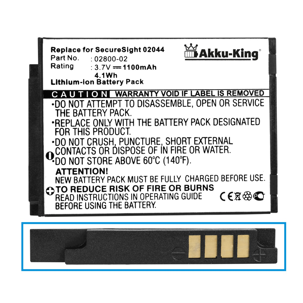 AKKU-KING Volt, Geräte-Akku, mit JNS150-BB42704544 Summer 1100mAh Akku kompatibel Li-Ion 3.7