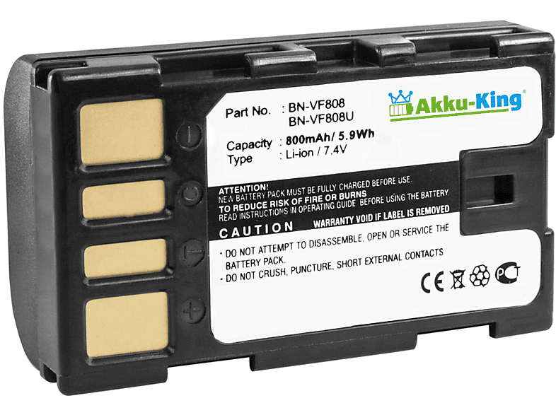 AKKU-KING Akku kompatibel mit JVC BN-VF808 Li-Ion Kamera-Akku, 7.4 Volt, 800mAh