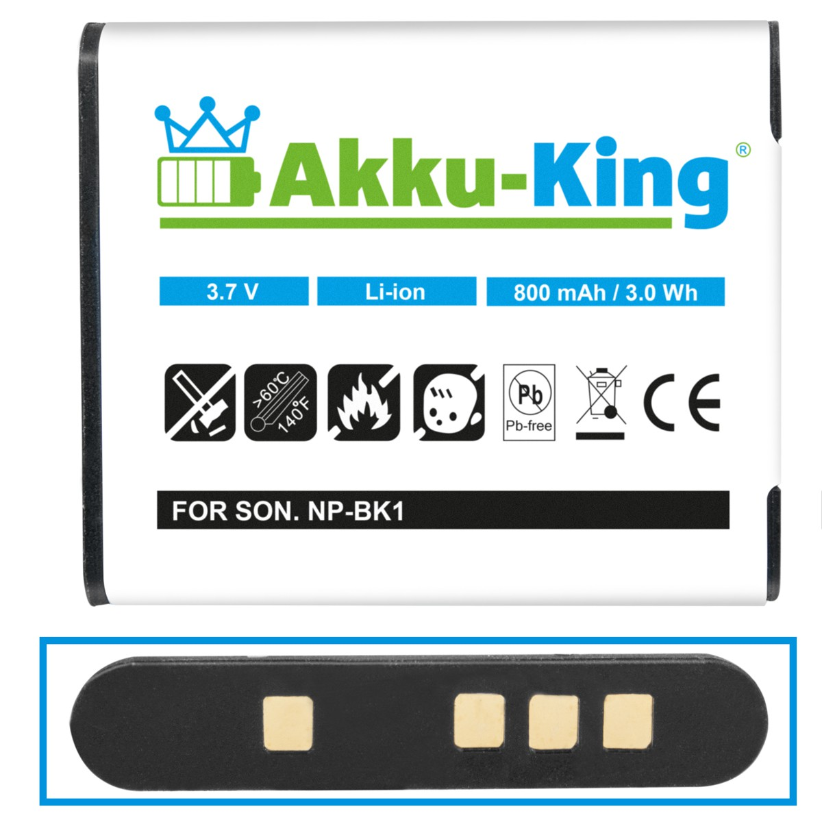 Volt, Akku kompatibel 800mAh 3.7 Li-Ion Kamera-Akku, NP-BK1 mit Sony AKKU-KING