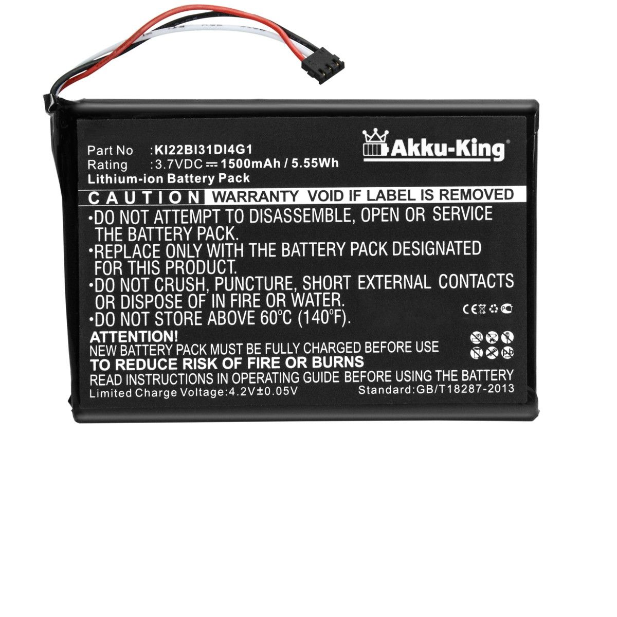 1500mAh AKKU-KING mit kompatibel 3.7 Li-Ion Garmin Akku Geräte-Akku, Volt, KI22BI31DI4G1