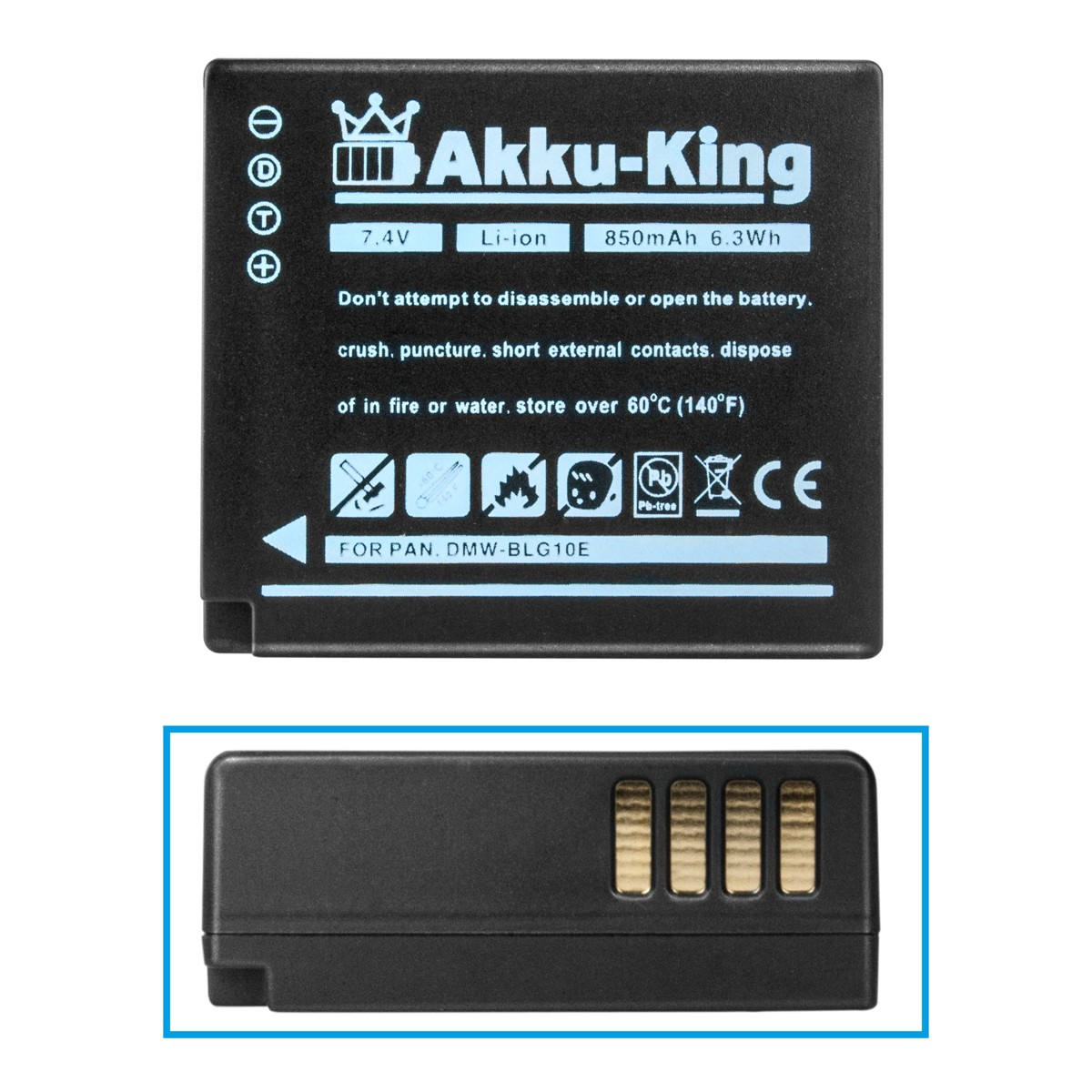 AKKU-KING Akku kompatibel mit Panasonic Volt, Li-Ion 850mAh DMW-BLG10E 7.4 Kamera-Akku