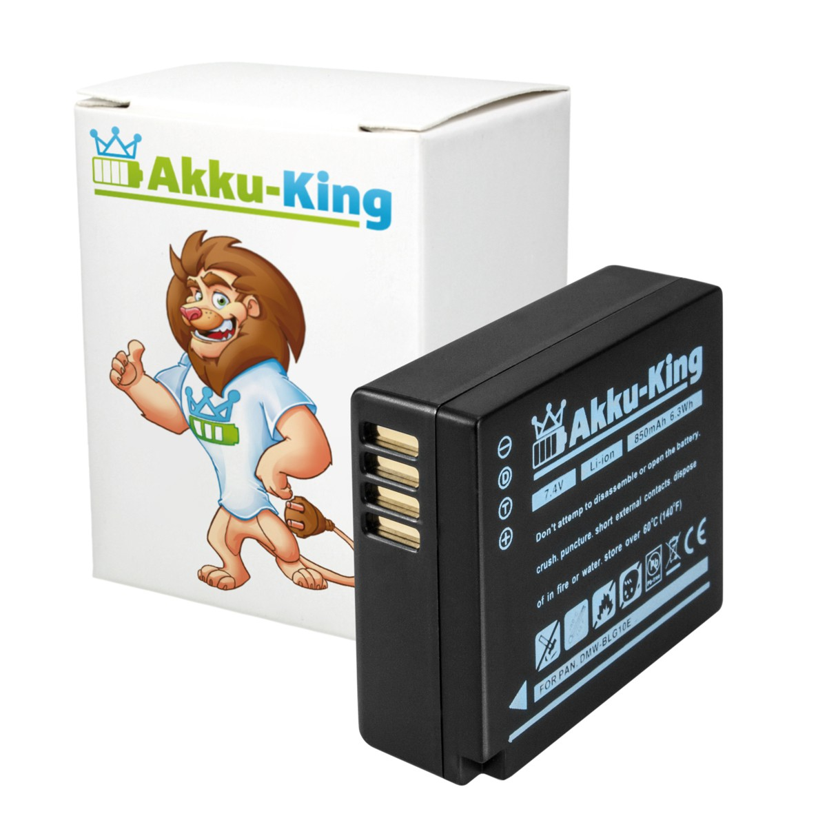 AKKU-KING Akku kompatibel Kamera-Akku, Panasonic mit Volt, 850mAh Li-Ion DMW-BLG10E 7.4
