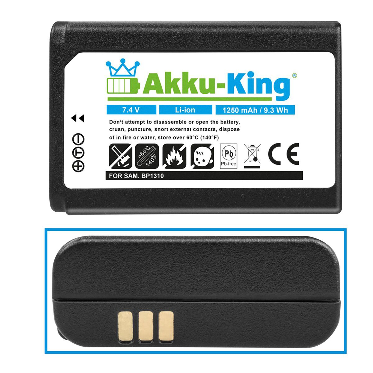 Akku Volt, AKKU-KING kompatibel Samsung 7.4 mit Kamera-Akku, BP-1310 Li-Ion 1250mAh