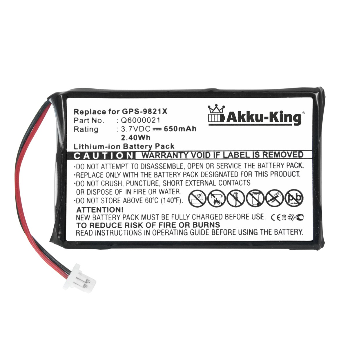 AKKU-KING Akku kompatibel 3.7 Volt, Geräte-Akku, 650mAh mit Q6000021 TomTom Li-Ion