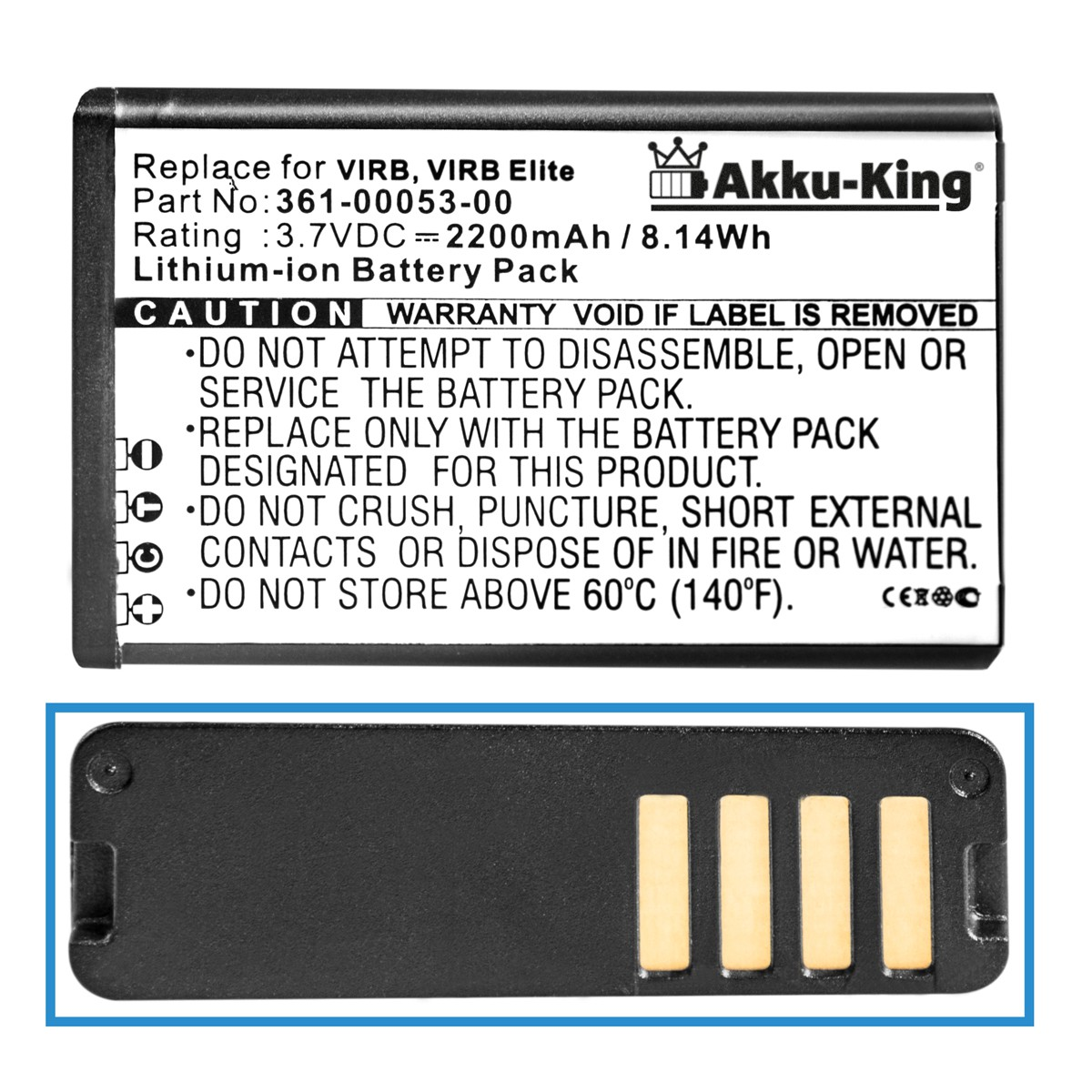 AKKU-KING Akku kompatibel mit 2200mAh Li-Ion 010-11599-00 Volt, Garmin Kamera-Akku, 3.7