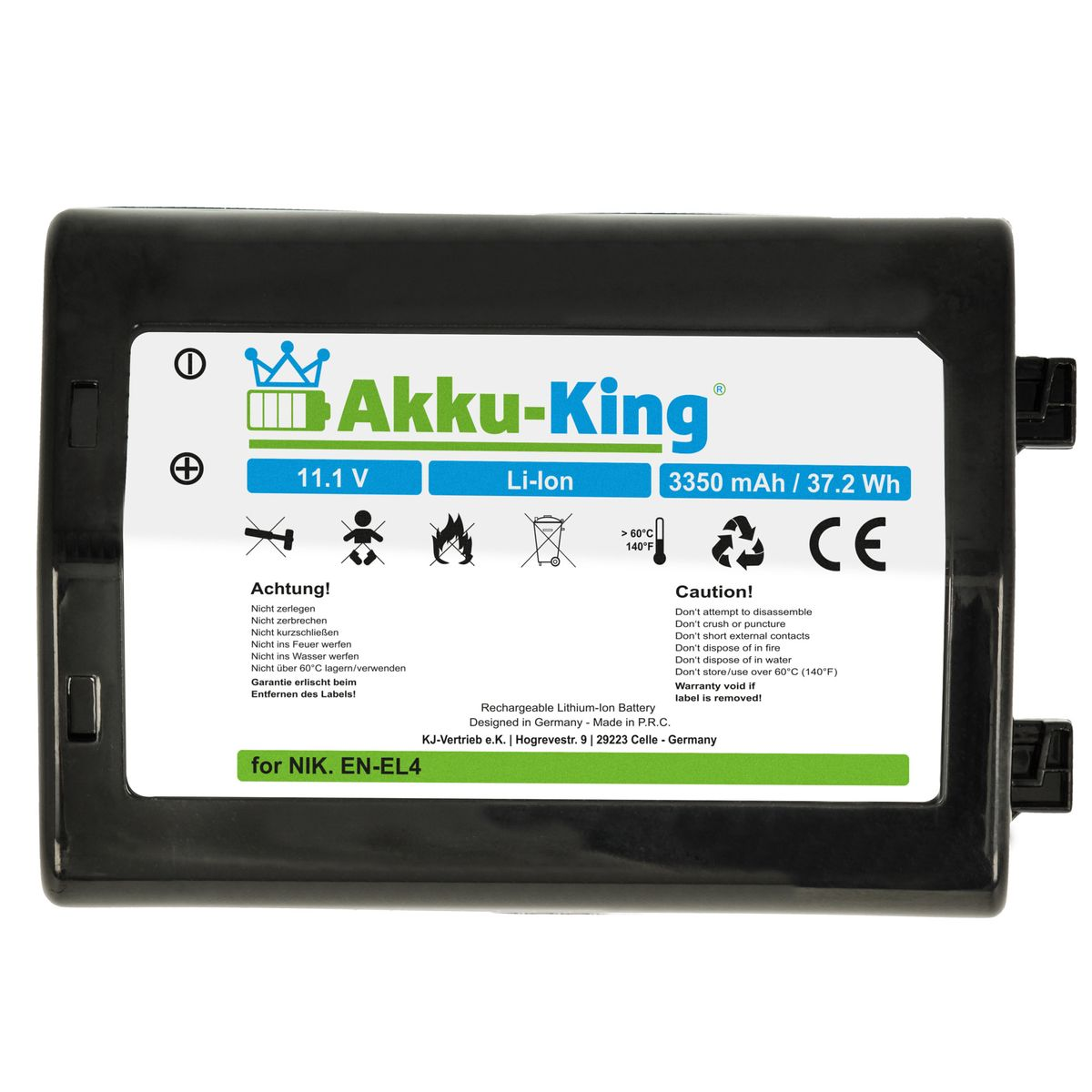 Kamera-Akku, mit 11.1 EN-EL4 3350mAh Akku Li-Ion Nikon kompatibel Volt, AKKU-KING