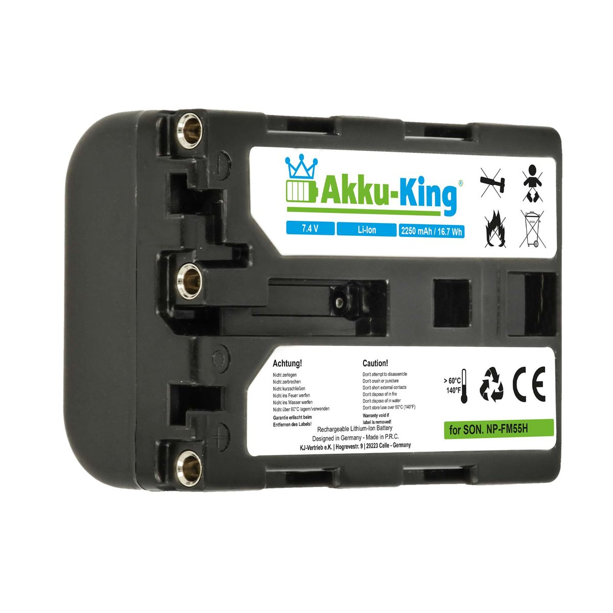 AKKU-KING Li-Ion NP-FM55H Sony 7.4 kompatibel mit Volt, 2250mAh Akku Kamera-Akku,
