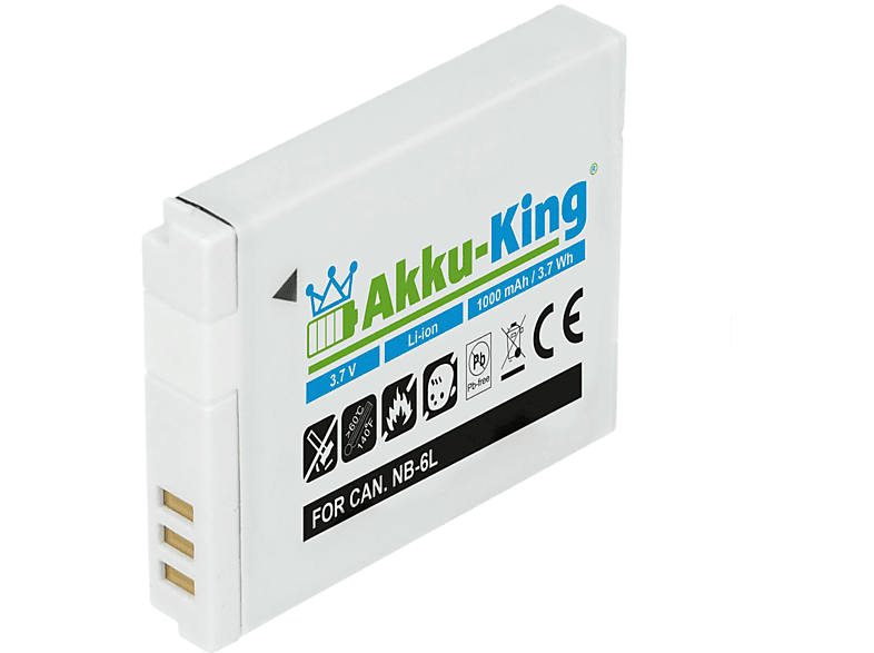 AKKU-KING Akku kompatibel mit Kamera-Akku, 3.7 NB-6L Volt, Li-Ion 1000mAh Canon