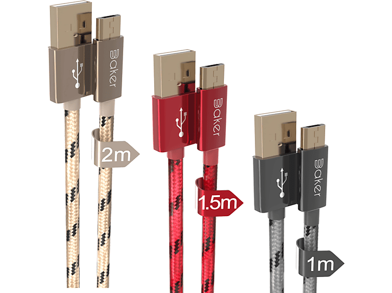 Ladekabel Set Micro-USB BAKER 3er