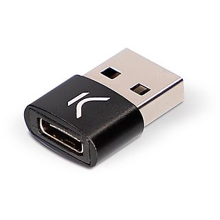 Adaptador  - Tipo C Hembra a USB Tipo A Macho 2.0 480 Mb KSIX, Negro