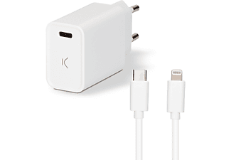 de móvil - Cargador de Red para Iphone 20W Power Delivery + USB Tipo C - Lightning Blanco KSIX, Blanco | MediaMarkt