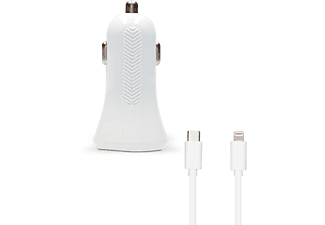 Cargador USB para coche - Cargador para Coche 18W Blanco 8427542991658 S1903863 KSIX - KSIX KSIX, Blanco | MediaMarkt